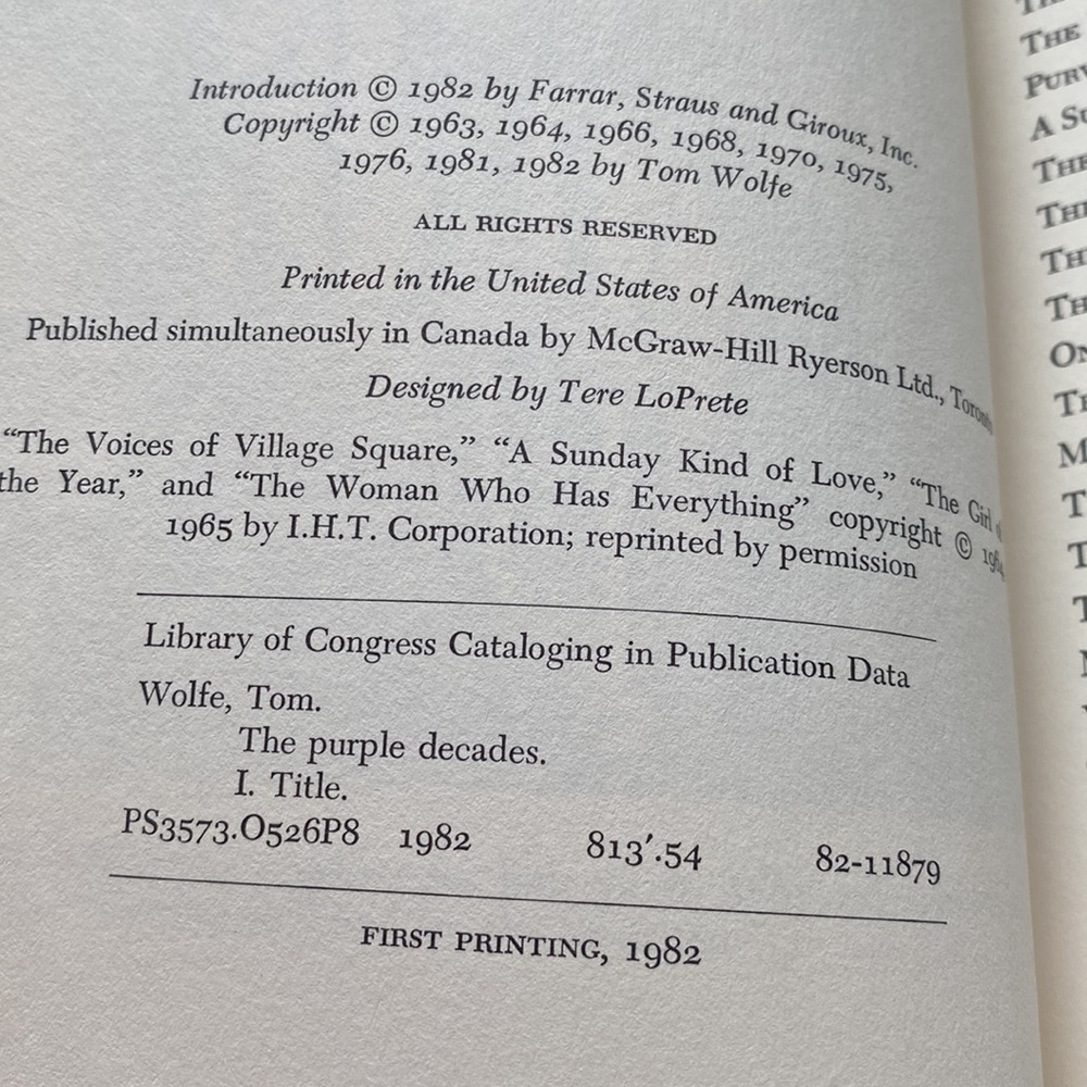 FIRST PRINTING 1982 THE PURPLE DECADES by TOM WOLFE VINTAGE RARE BOOKS - Picture 2 of 4